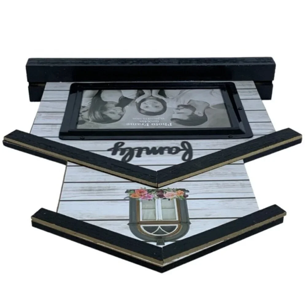 Photo Picture Frame Freestanding House Shape Modern Farmhouse Black White 4x6